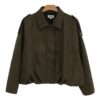 Women's Olive Green Suede-Like Cropped Jacket