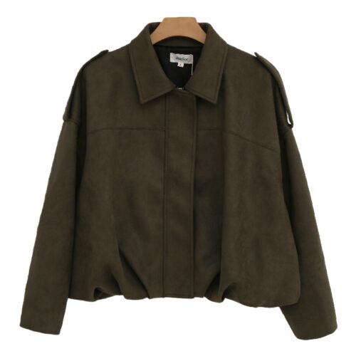 Women's Olive Green Suede-Like Cropped Jacket