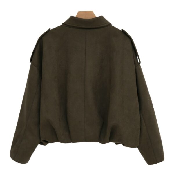 Women's Olive Green Suede-Like Cropped Jacket