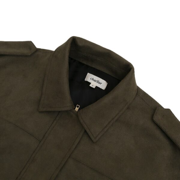 Women's Olive Green Suede-Like Cropped Jacket