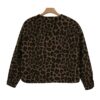 Women's Leopard Print Cropped Jacket with Button Closure