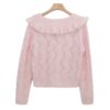 Feminine V-Neck Sweater with Pearls for Fall & Winter