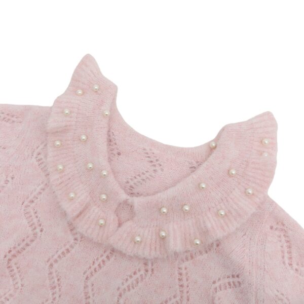Feminine V-Neck Sweater with Pearls for Fall & Winter