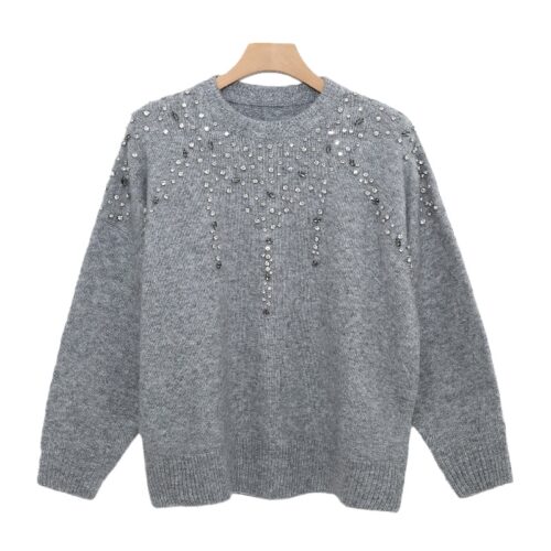 Casual Loose-Fit Knitwear for Fall & Winter with Diamonds