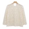 MF3A3360 (1) Elegant Long-Sleeve Crochet Top with High Neck Detail