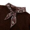 Short-Sleeve Button-Down Knit Top with Removable Scarf Detail