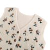 Women's Cream Knit Vest with Embroidered Floral Motifs
