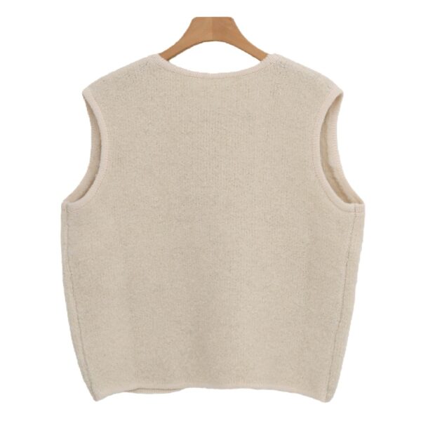 Women's Cream Knit Vest with Embroidered Floral Motifs