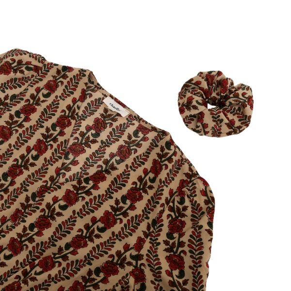 Casual Bohemian Style Dress Set with Matching Hair Accessory
