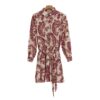 Long-Sleeve Button-Down Mini Dress with Bohemian Pattern