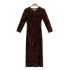 Women's Leopard Print Maxi Dress with Waist Twist Detail