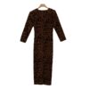 Women's Leopard Print Maxi Dress with Waist Twist Detail