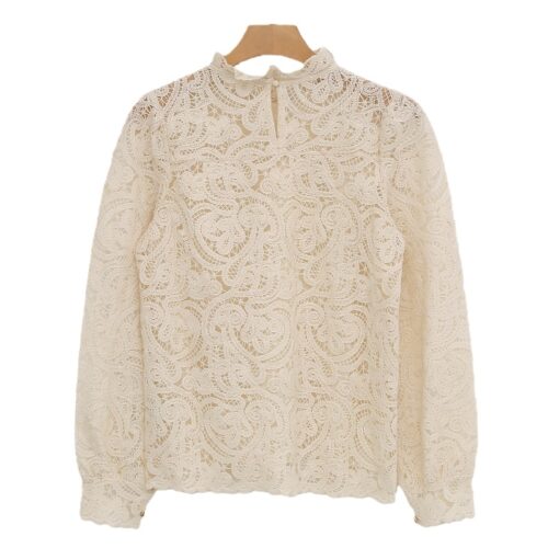 Elegant High-Neck Lace Shirt for Work & Casual Wear