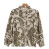 Vintage-Inspired Casual Shirt with Lace Inserts & Balloon Sleeves