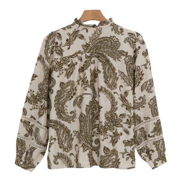 Vintage-Inspired Casual Shirt with Lace Inserts & Balloon Sleeves