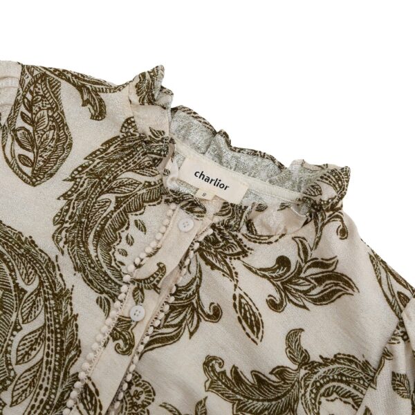 Vintage-Inspired Casual Shirt with Lace Inserts & Balloon Sleeves