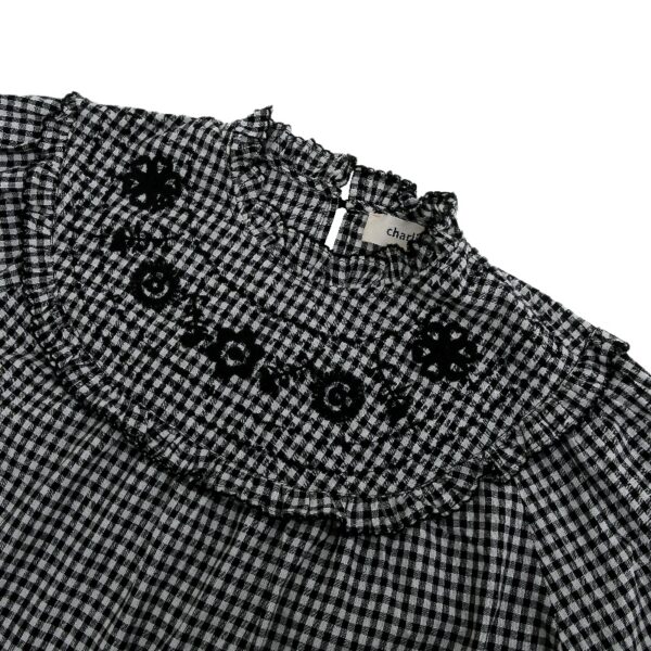 Cottagecore Style Checkered Top with Lace Ruffle Trim