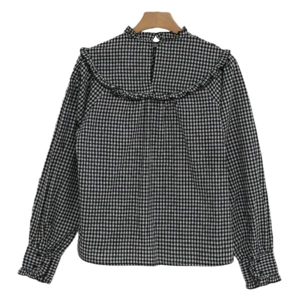 Cottagecore Style Checkered Top with Lace Ruffle Trim