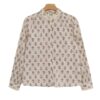 Women's Beige Floral Print Blouse with Lace Trimmed Collar