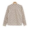 Women's Beige Floral Print Blouse with Lace Trimmed Collar