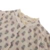 Women's Beige Floral Print Blouse with Lace Trimmed Collar